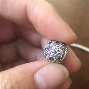 Sliver and purple pandora charm